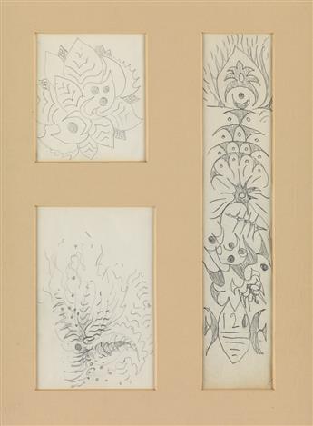 CHARLES BURCHFIELD Group of 4 abstract floral studies.